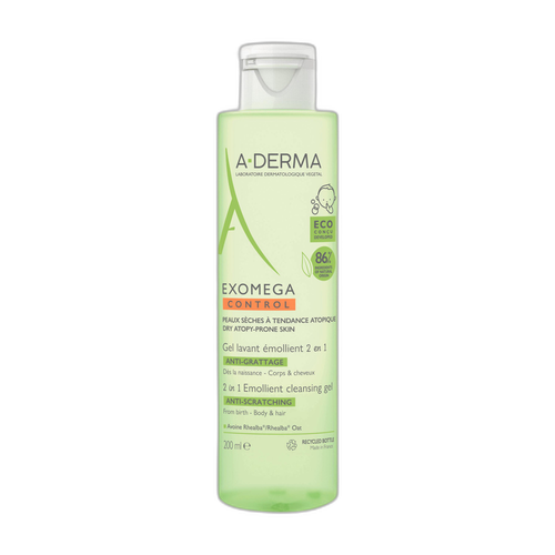 Image A-Derma - Exomega Control - Gel lavant émollient anti-grattage - 2en1 Corps et Cheveux 200 ml