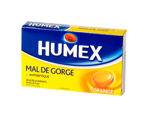Image HUMEX MAL GORGE ORANGE 24 PASTILLES
