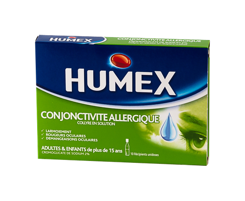 Image HUMEX CONJONCTIVITE ALLERGIE 2% COLLYRE 10 DOSES