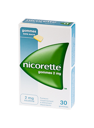 Image NICORETTE 2MG 30 GOMMES SANS SUCRE